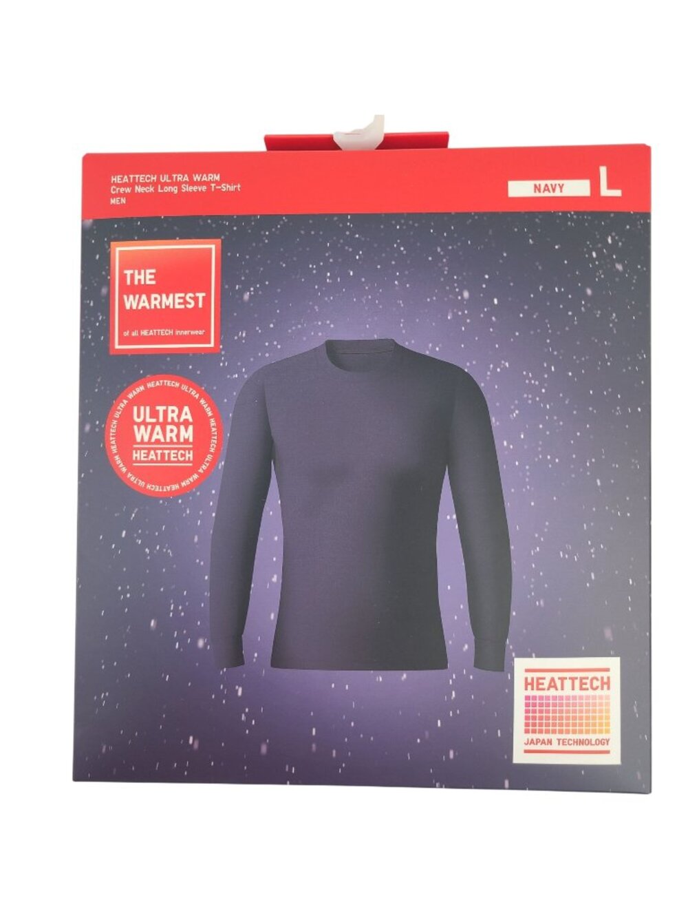 Heattech Uniqlo Men's Ultra Warm Crew Neck Long Sleeve T-Shirt Navy Sz L